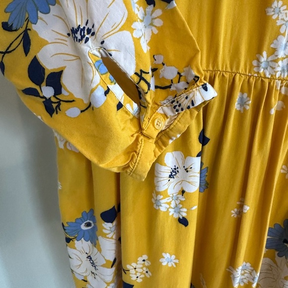 ❤️ Old Navy Yellow Floral 3/4 Sleeve Dress NWOT Small - Picture 4 of 9